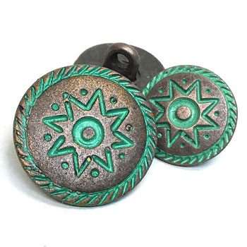 M-2290 - Antique Copper with Patina, Southwestern Metal Shank Button - 3 sizes